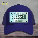 Blessed New Hampshire State Novelty License Plate Hat Mesh / Royal Blue