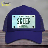 Skier New Hampshire State Novelty License Plate Hat Mesh / Royal Blue