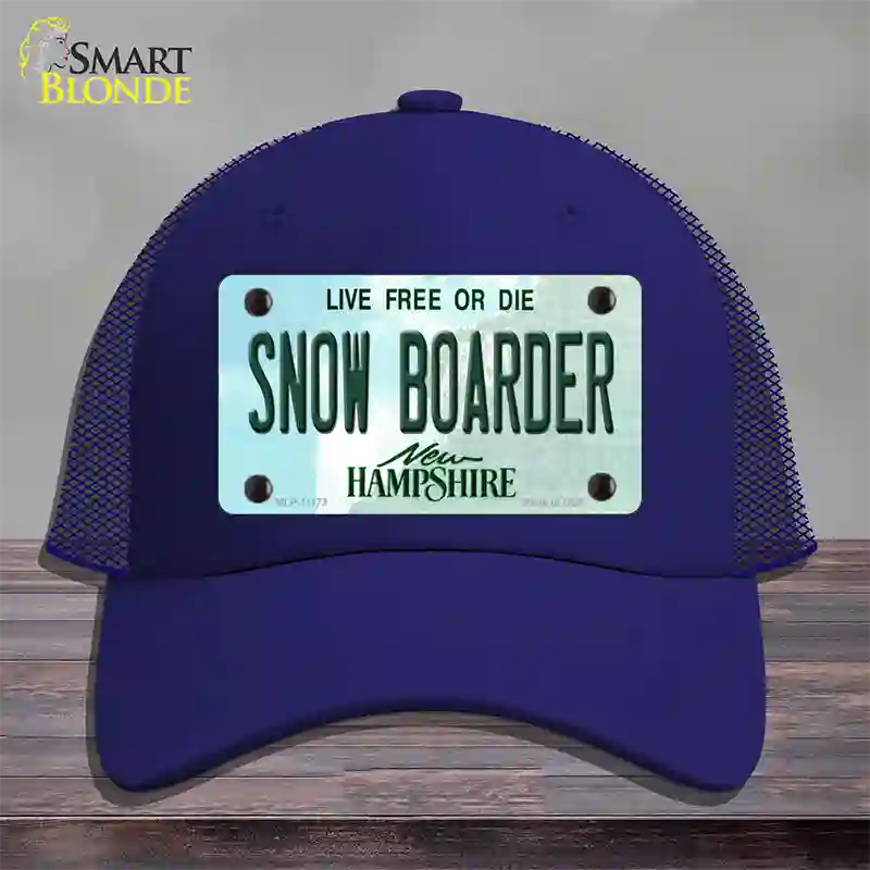 Snow Boarder New Hampshire State Novelty License Plate Hat Mesh / Royal Blue