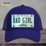 Bad Girl New Hampshire State Novelty License Plate Hat Mesh / Royal Blue