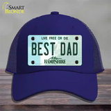 Best Dad New Hampshire State Novelty License Plate Hat Mesh / Royal Blue