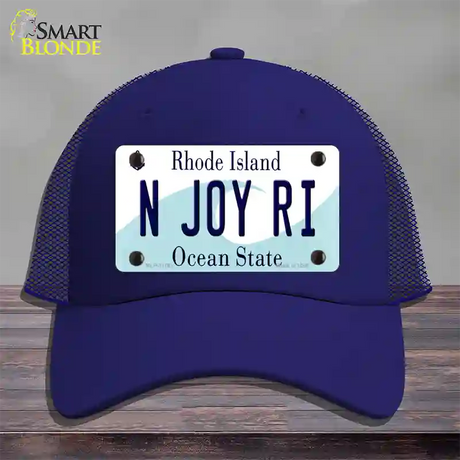 N Joy RI Rhode Island State Novelty License Plate Hat Mesh / Royal Blue