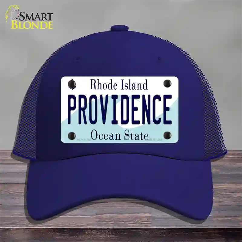 Providence Rhode Island State Novelty License Plate Hat Mesh / Royal Blue