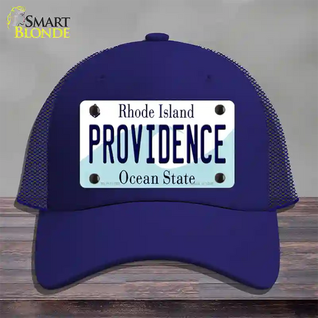 Providence Rhode Island State Novelty License Plate Hat Mesh / Royal Blue