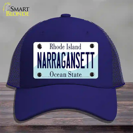 Narragansett Rhode Island State Novelty License Plate Hat Mesh / Royal Blue