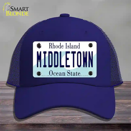 Middletown Rhode Island State Novelty License Plate Hat Mesh / Royal Blue