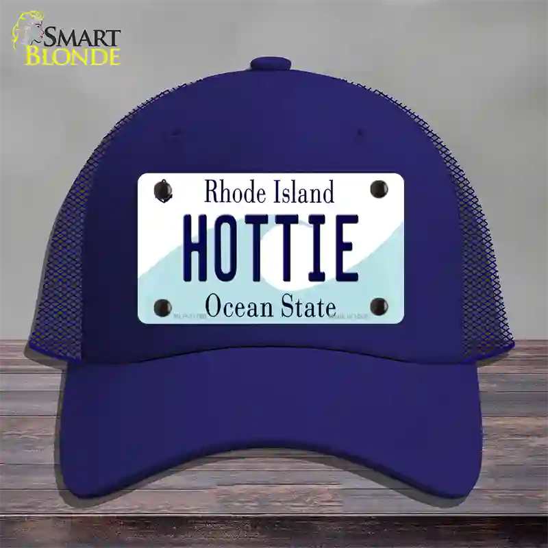 Hottie Rhode Island State Novelty License Plate Hat Mesh / Royal Blue