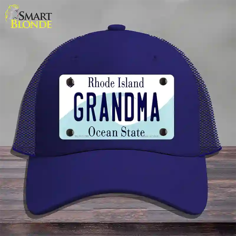 Grandma Rhode Island State Novelty License Plate Hat Mesh / Royal Blue