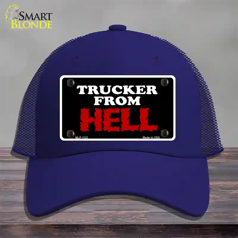 Mesh From Hell Novelty License Plate Hat Mesh / Royal Blue