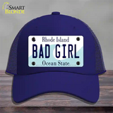 Bad Girl Rhode Island State Novelty License Plate Hat Mesh / Royal Blue