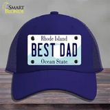 Best Dad Rhode Island State Novelty License Plate Hat Mesh / Royal Blue