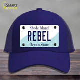 Rebel Rhode Island State Novelty License Plate Hat Mesh / Royal Blue