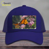 Butterfly Monarch On Flower Novelty License Plate Hat Mesh / Royal Blue