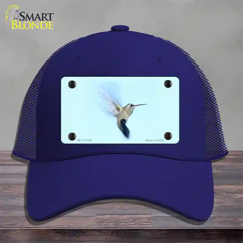 Hummingbird In Flight, Blue Novelty License Plate Hat Mesh / Royal Blue