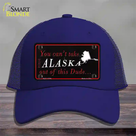 Alaska Dude Novelty License Plate Hat Mesh / Royal Blue