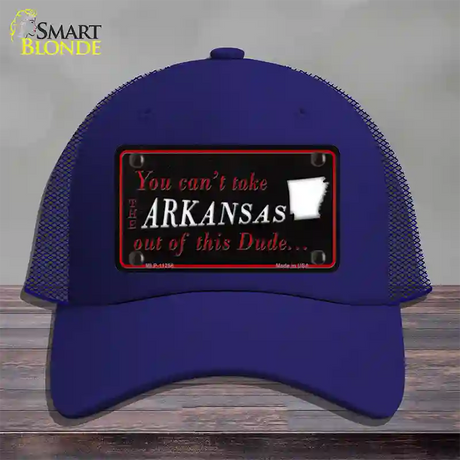 Arkansas Dude Novelty License Plate Hat Mesh / Royal Blue