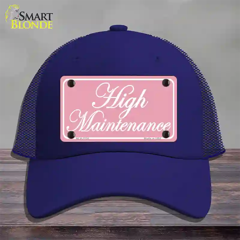 High Maintenance Novelty License Plate Hat Mesh / Royal Blue