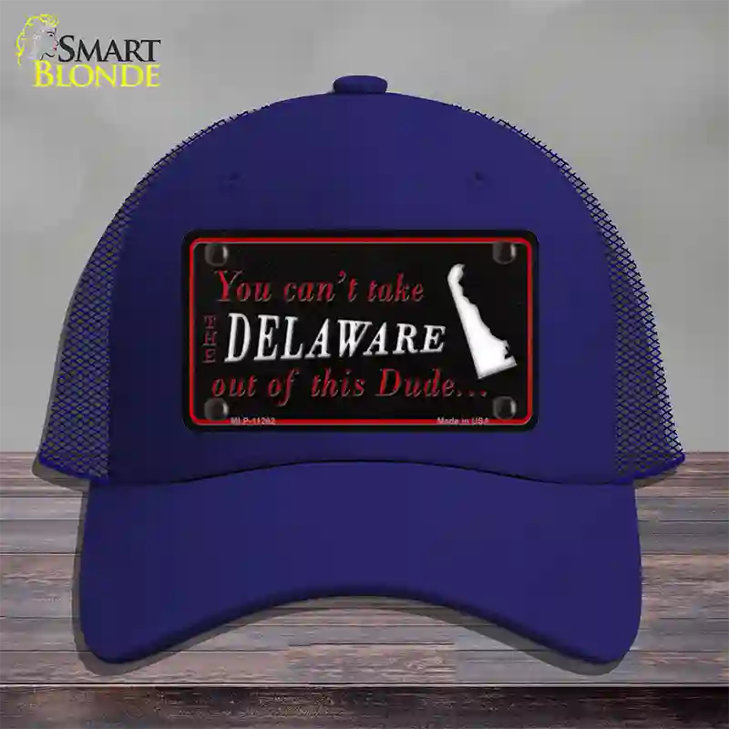 Delaware Dude Novelty License Plate Hat Mesh / Royal Blue