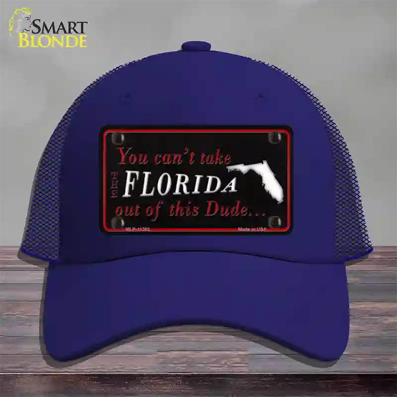 Florida Dude Novelty License Plate Hat Mesh / Royal Blue