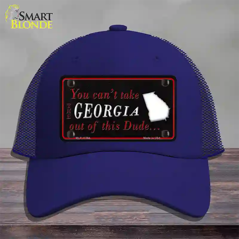 Georgia Dude Novelty License Plate Hat Mesh / Royal Blue