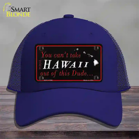 Hawaii Dude Novelty License Plate Hat Mesh / Royal Blue