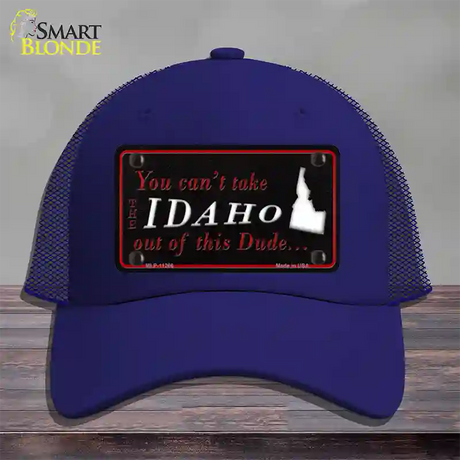 Idaho Dude Novelty License Plate Hat Mesh / Royal Blue