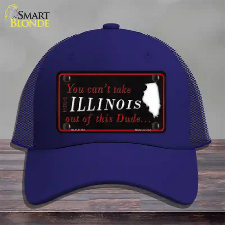 Illinois Dude Novelty License Plate Hat Mesh / Royal Blue