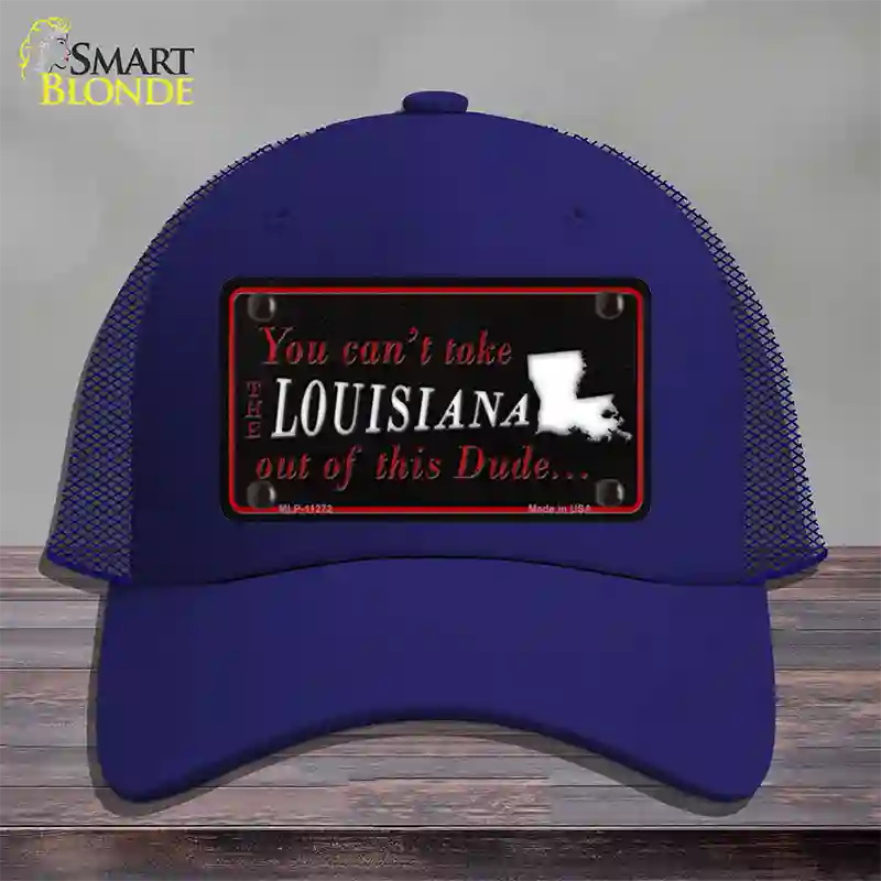 Louisiana Dude Novelty License Plate Hat Mesh / Royal Blue