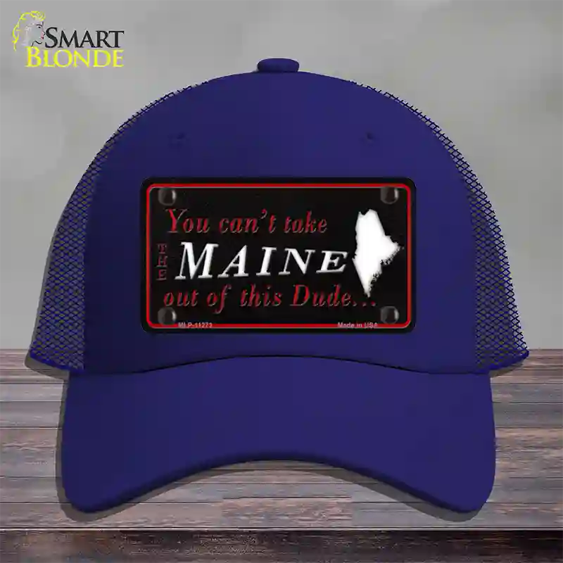 Maine Dude Novelty License Plate Hat Mesh / Royal Blue