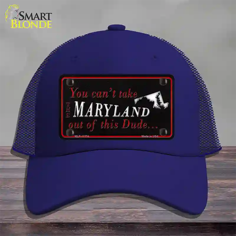 Maryland Dude Novelty License Plate Hat Mesh / Royal Blue