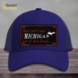 Michigan Dude Novelty License Plate Hat Mesh / Royal Blue