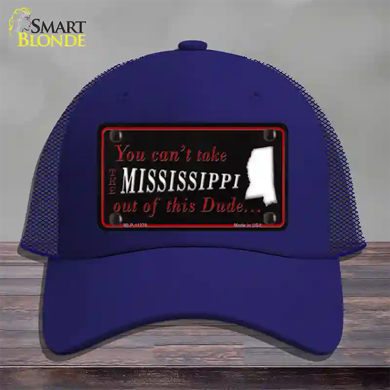 Mississippi Dude Novelty License Plate Hat Mesh / Royal Blue