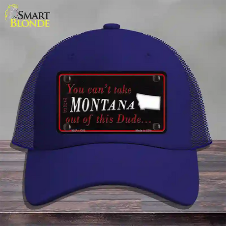 Montana Dude Novelty License Plate Hat Mesh / Royal Blue