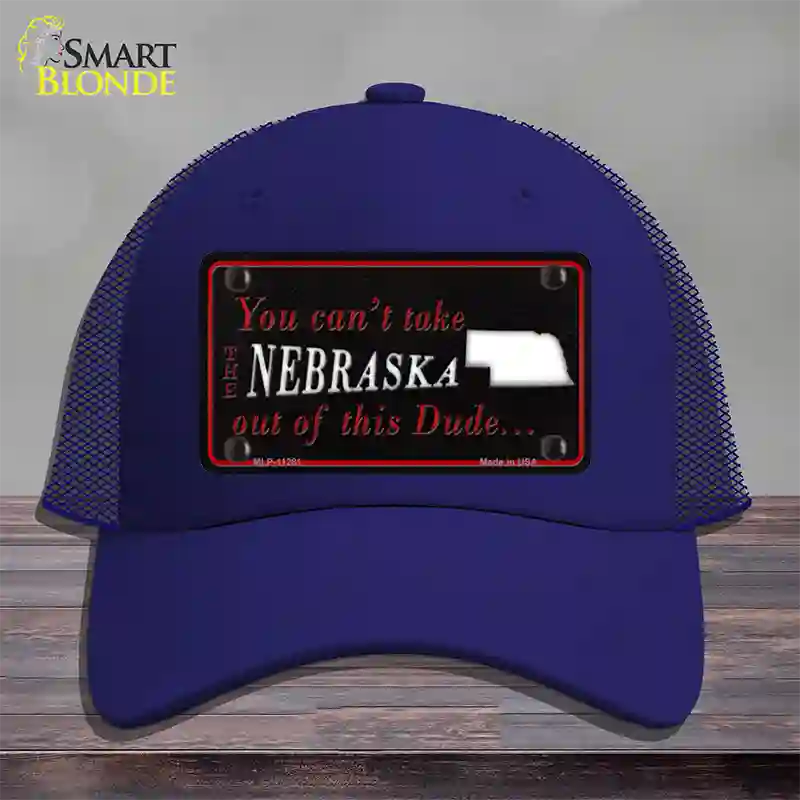 Nebraska Dude Novelty License Plate Hat Mesh / Royal Blue