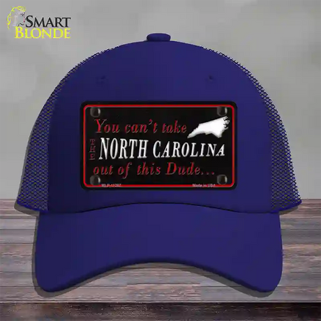 North Carolina Dude Novelty License Plate Hat Mesh / Royal Blue