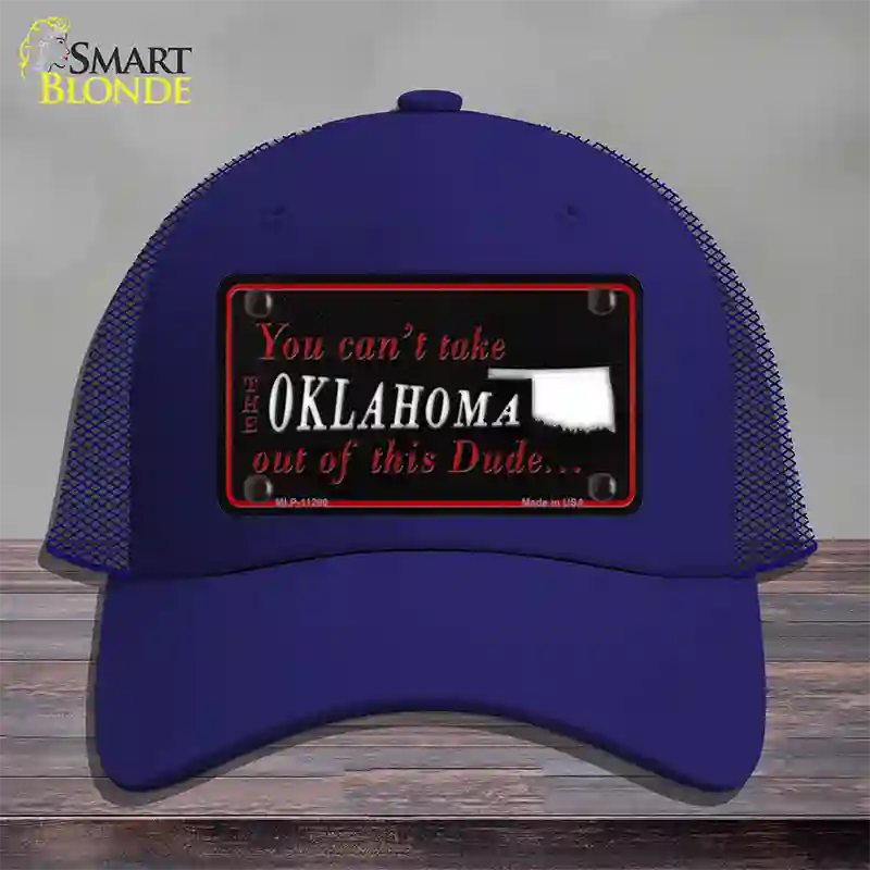 Oklahoma Dude Novelty License Plate Hat Mesh / Royal Blue