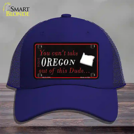 Oregon Dude Novelty License Plate Hat Mesh / Royal Blue