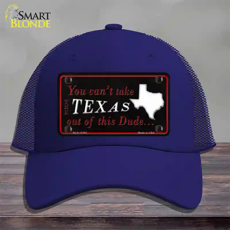 Texas Dude Novelty License Plate Hat Mesh / Royal Blue