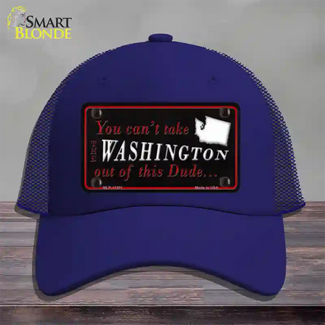 Washington Dude Novelty License Plate Hat Mesh / Royal Blue