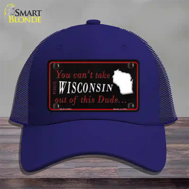 Wisconsin Dude Novelty License Plate Hat Mesh / Royal Blue