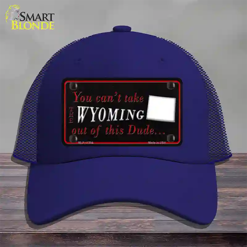 Wyoming Dude Novelty License Plate Hat Mesh / Royal Blue