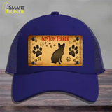 Boston Terrier Novelty License Plate Hat Mesh / Royal Blue