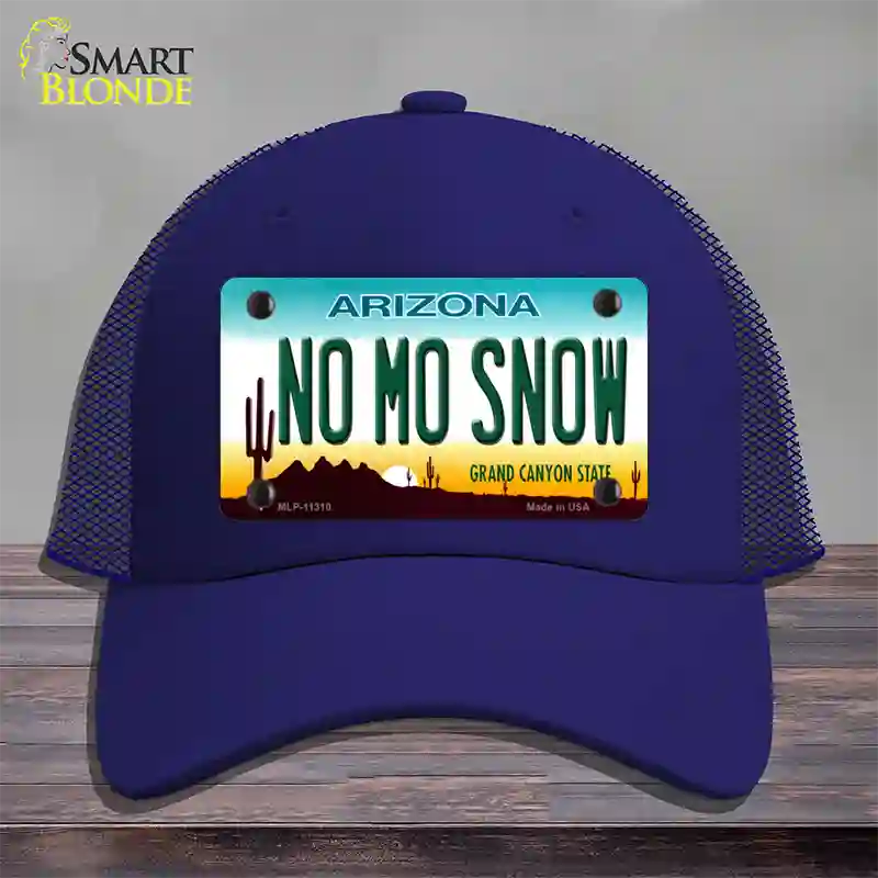 No Mo Snow Novelty License Plate Hat Mesh / Royal Blue