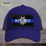 Thin Blue Line Retired Police Novelty License Plate Hat Mesh / Royal Blue