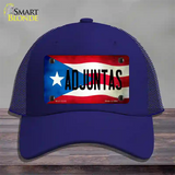 Adjuntas Puerto Rico Flag Novelty License Plate Hat Mesh / Royal Blue