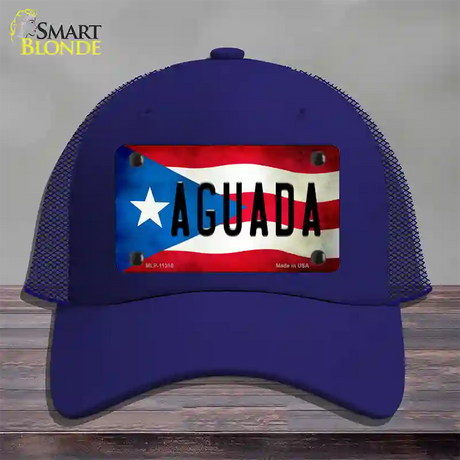 Aguada Puerto Rico Flag Novelty License Plate Hat Mesh / Royal Blue