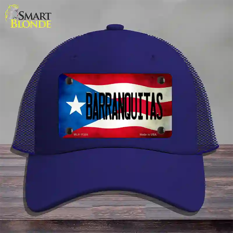 Barranquitas Puerto Rico Flag Novelty License Plate Hat Mesh / Royal Blue