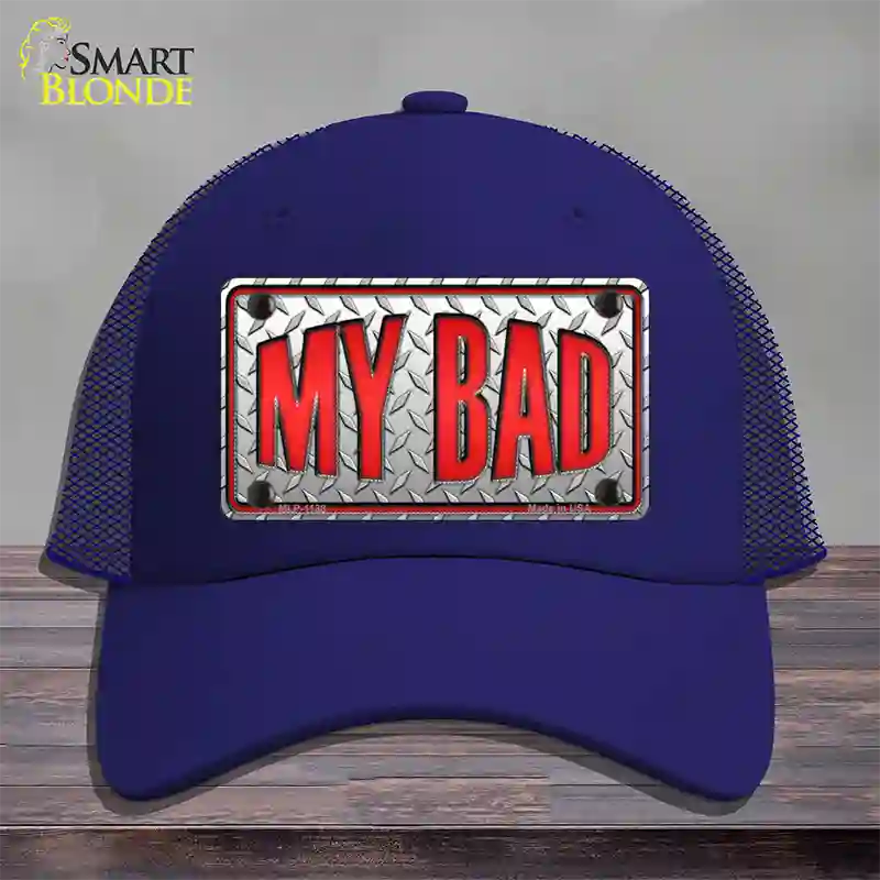 My Bad Novelty License Plate Hat Mesh / Royal Blue