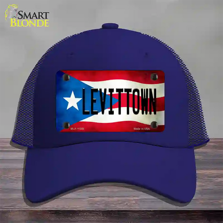 Levittown Puerto Rico Flag Novelty License Plate Hat Mesh / Royal Blue