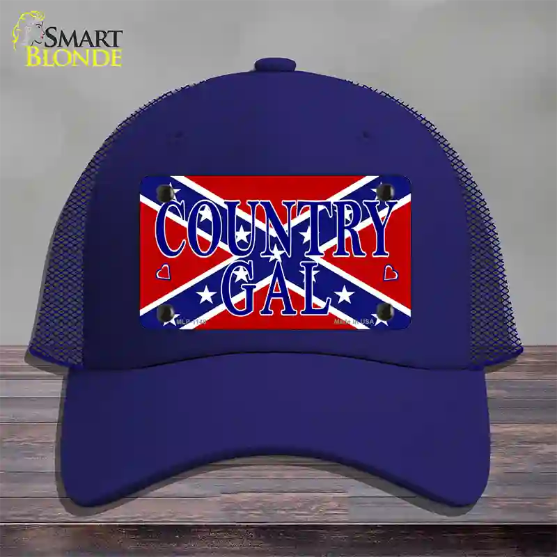 Confederate Country Gal Novelty License Plate Hat Mesh / Royal Blue